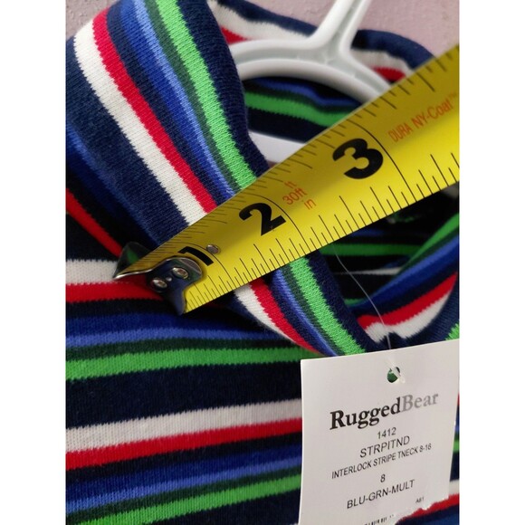 Rugged Bear Interlock Stripe Turtleneck Long Sleeve Kids Top Size 8 - Picture 8 of 8